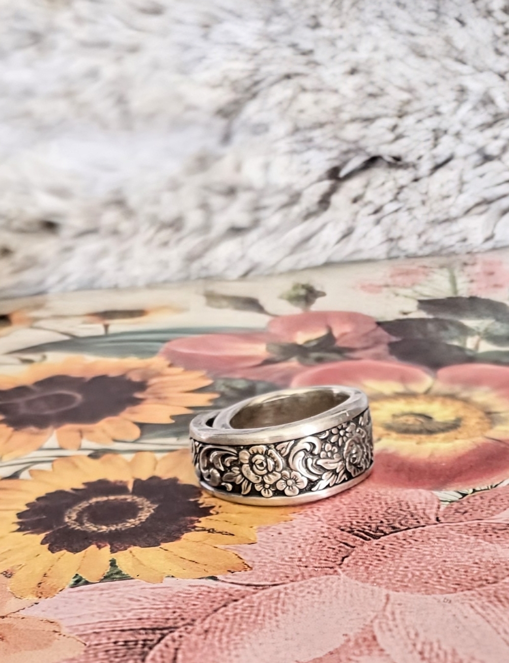 FLORAL SPOON RING MADE FROM A 1969 RARE BEAUTY